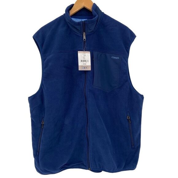 Coast Fireside Fleece Full Zip Vest Blue Men’s XL NWT - Picture 1 of 8
